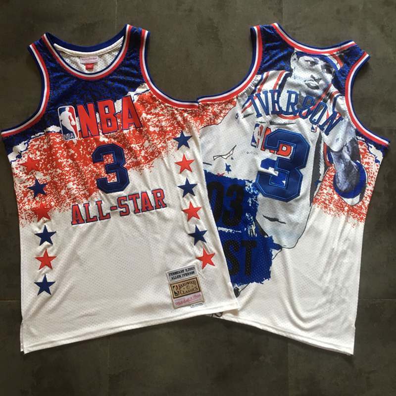 Men 2019 NBA Nike ALL Star Philadelphia 76ers #3 Iverson white Mitchell Ness jersey->philadelphia 76ers->NBA Jersey